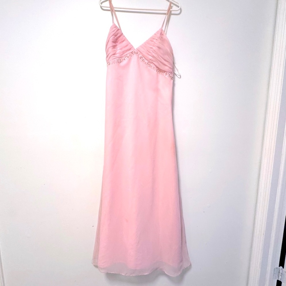 Impression Blush Pink Chiffon Formal Gown w/ beaded Empire waist -- Size 12